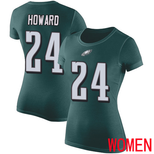 Women Philadelphia Eagles #24 Jordan Howard Green Rush Pride Name and Number NFL T Shirt